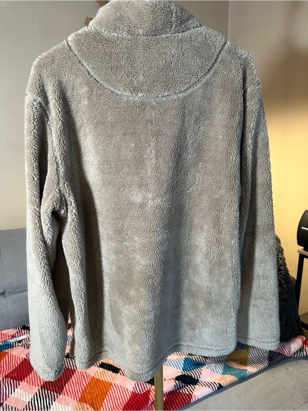 True Grit Men's Zip-Up Sherpa Pullover - Taupe with Dark Gray Collar